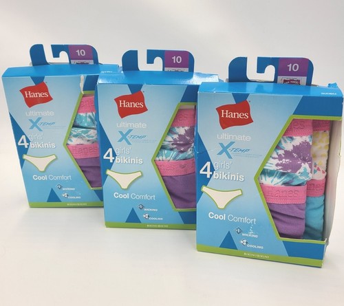 Hanes Ultimate X-Temp Girl's Bikinis Cool Comfort Sz 10 Assorted (12-Pack) NEW - Picture 2 of 8
