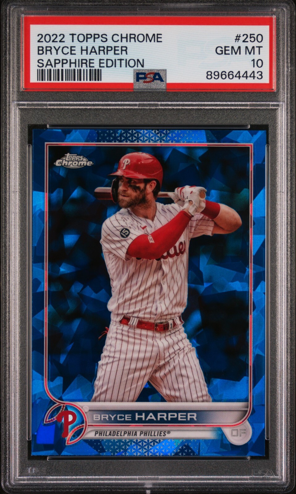 2022 TOPPS CHROME SAPPHIRE EDITION 250 BRYCE HARPER PSA 10 LOW POP 19