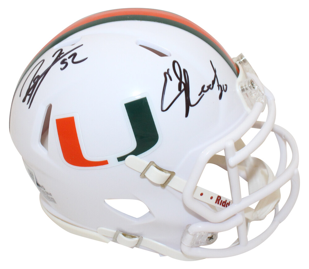 Ray Lewis Autographed Signed & Ed Reed Miami Hurricanes Speed Mini Helmet Beckett 