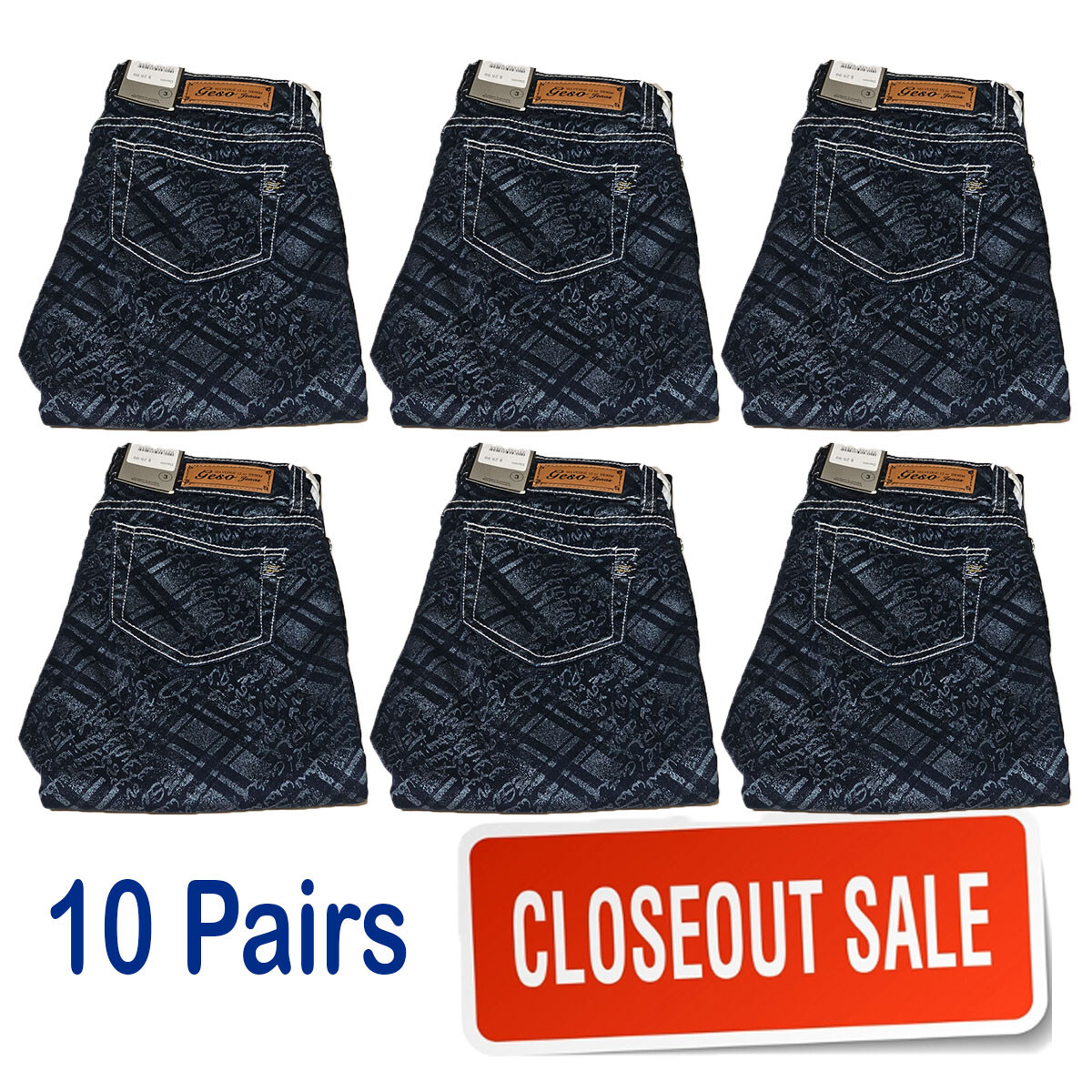 Wholesale Closeout Bulk Lot of 10 Pairs Junior Blue Stretch Skinny Jeans  NEW!
