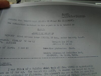 PHOTOCOPIES FOR RESEARCH  !!! ALLIED RAF POW ESCAPE NEVINES 2 Pg   (A3 SIZE )