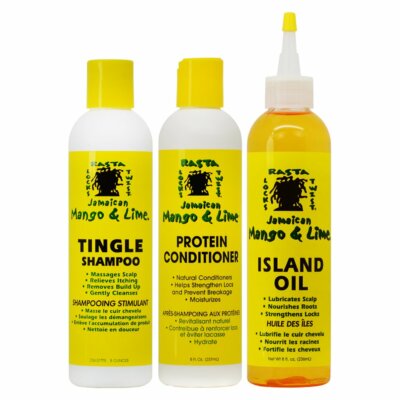 Jamaican Mango & Lime Tingle Shampoo & Protein Conditioner & Island Oil Set 8 Oz