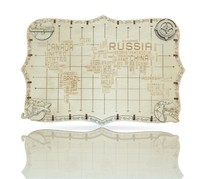 WOODEN CITY  Weltkarte mit Wörter 3D Holzmodell, 3D Holzpuzzle, World Map Words