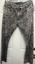 VINTAGE TRUE RELIGION JEANS RICKY SUPER T Sz 38 MADE IN USA 34 INSEAM BLACK ACID
