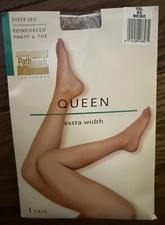 Lycra Sheer BEIGE Control Top PathMark Pantyhose Cotton Shield Sz 3X Extra Width