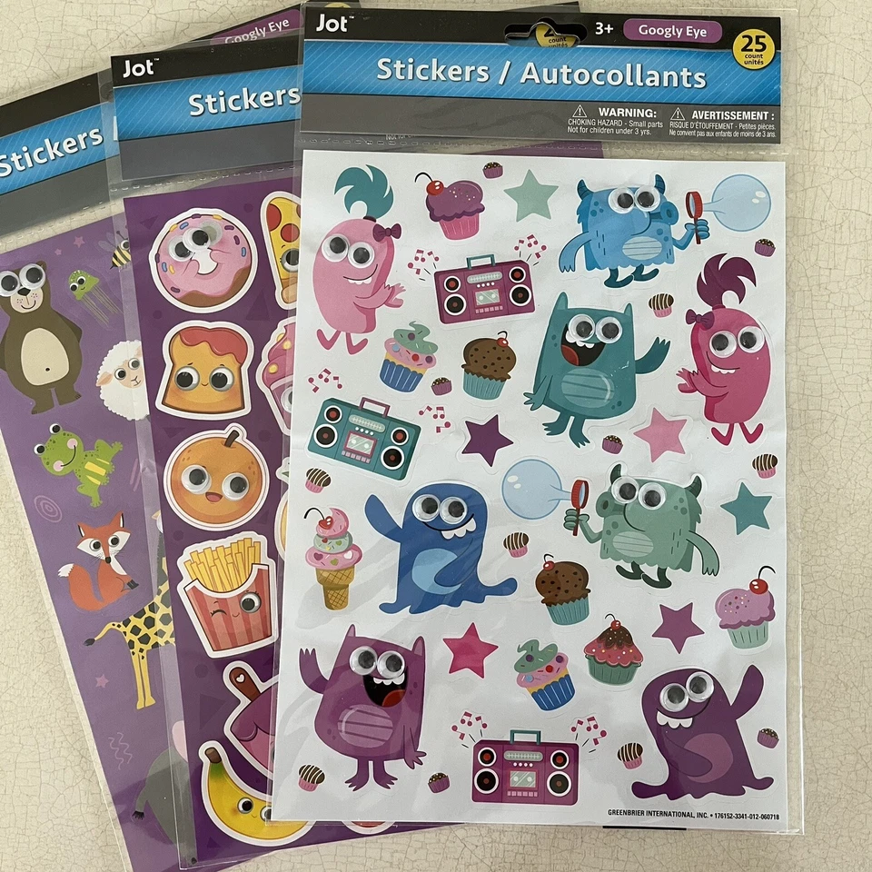 PEGATINAS JOT GOOGLY EYE ~ Lote de 5 Paquetes, (total de 125 pegatinas) Nueva Variedad Foto 3 de 4
