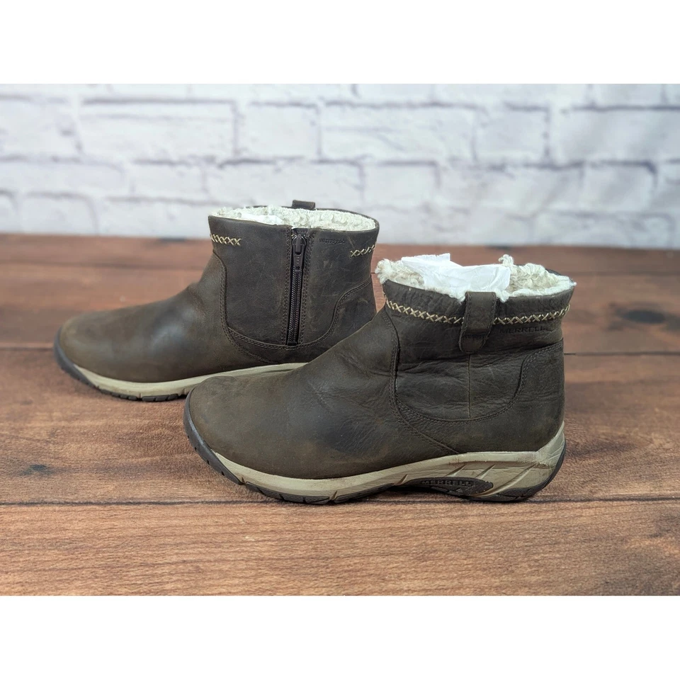 Merrell 踝靴 防水 冬季 暖棕色 皮革 J003828 US 10 — 第 3/4 张图片