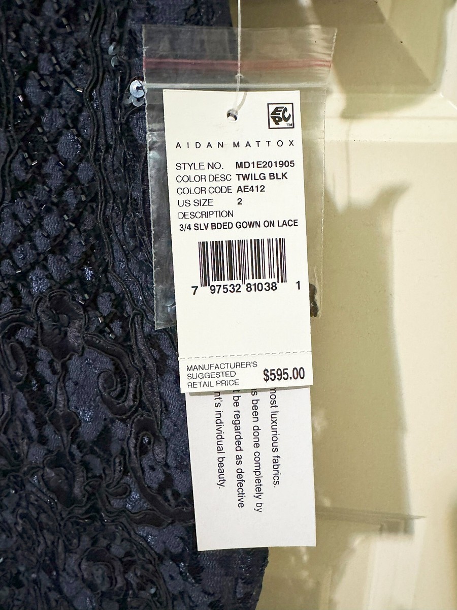 Aidan Mattox Navy Embellished Floral Lace Gown NWT Size2 | eBay