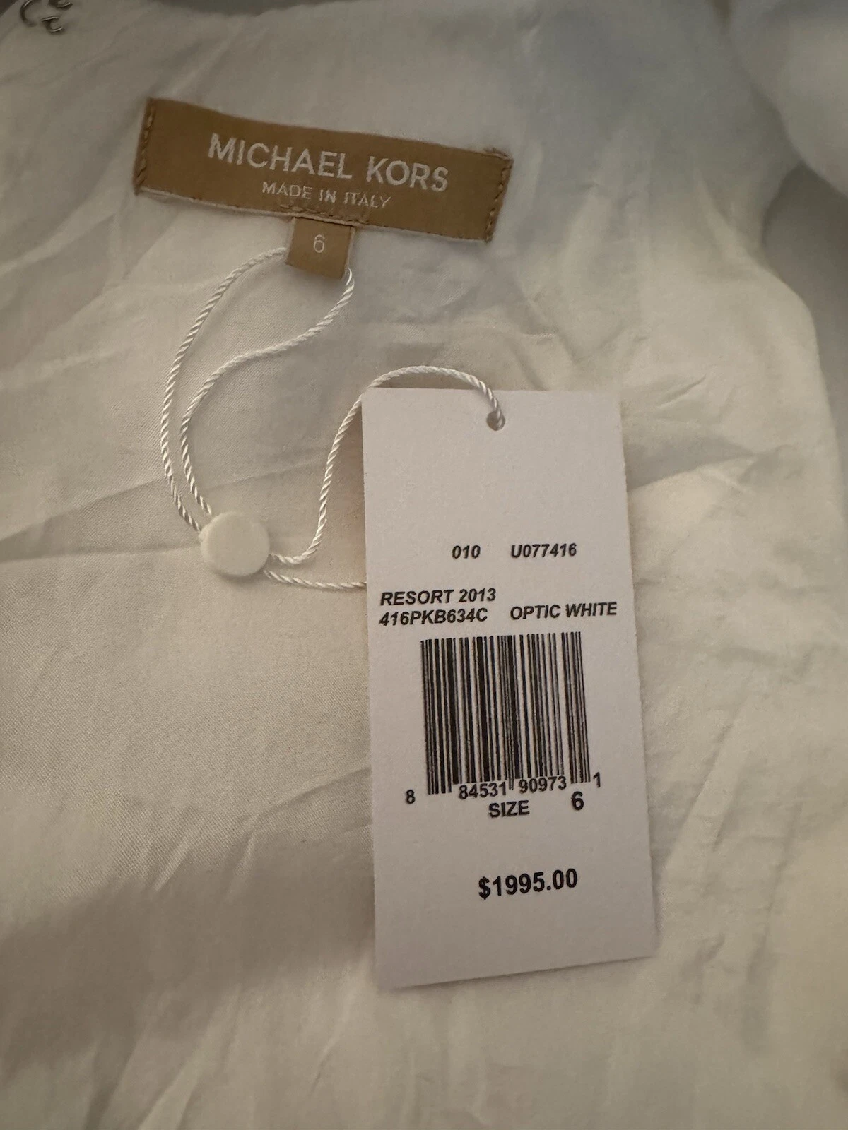 Abito a tubino Michael Kors Collection bianco crepe senza maniche borchie $1.995 taglia 6