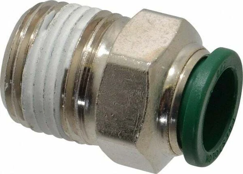 Parker 1/2" Outside Diam, 1/2 NPTF, Nickel Plated Brass Push-to-Connect Tube ...