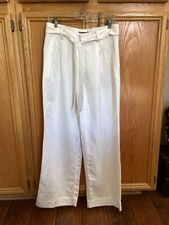 Banana Republic Linen Blend White Wide Leg Pleated Pants Retail 98 Size 4/6
