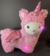 FAO Schwarz Glow Brights Llama Unicorn Plush Stuffed Animal Toy Lights Up Sounds