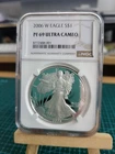 2006 W  1oz American Silver Eagle PROOF Coin  NGC PF69 ULTRA CAMEO with COA  (5)