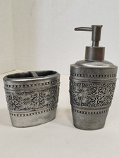 Raymond Waites Decorative Bathroom Set Soap Dispenser Pump Toothbrush Holder