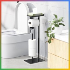 Toilet Paper Holder Stand Matte Black Stainless Steel 4 Roll Storage Shelf