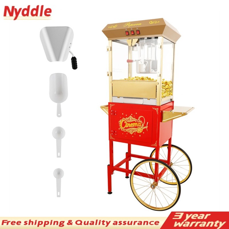 16Oz Commercial Popcorn Machine With Cart and 16 Oz Kettle & 3-Switch Control