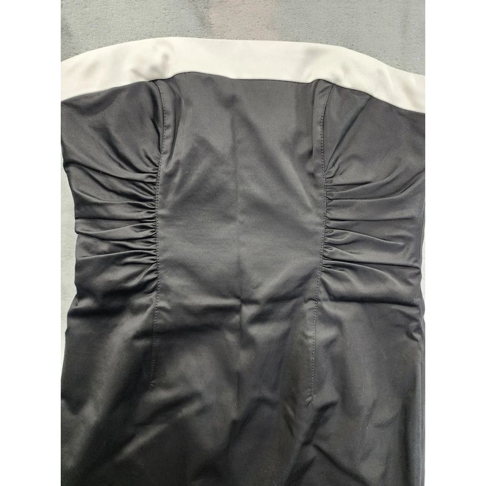 NUEVO Mini Vestido Vaina Kay Unger Borde En Contraste Sin Tirantes Talla 10 Negro Blanco  Foto 2 de 4