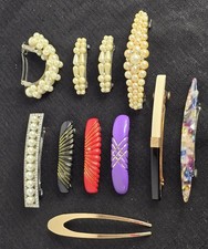 Vintage Barrettes Lot Faux Pearl Black White Multicolor Lot