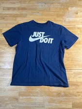 Nike Men  s JDI "Just Do It" Graphic Swoosh T-Shirt Navy Blue Size Medium M Cotto