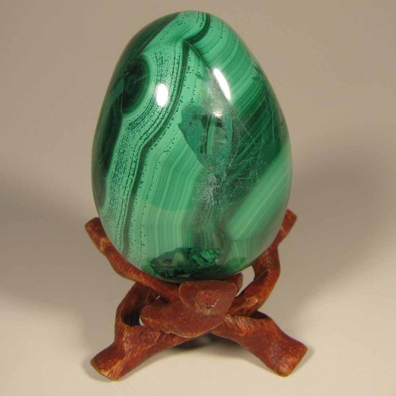 2.2" MALACHITE Egg Polished Gemstone Sphere w/ Stand – Congo, Africa