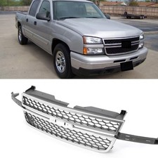 Chrome Gray Grille Honeycomb Style Fit For 2003-2007 Silverado 1500 2500 3500 Hd