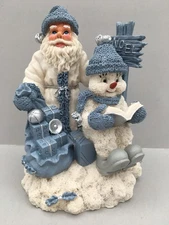 1998 The Encore Group, Inc. Santa with Powder & Noel sign resin figurine -NO BOX