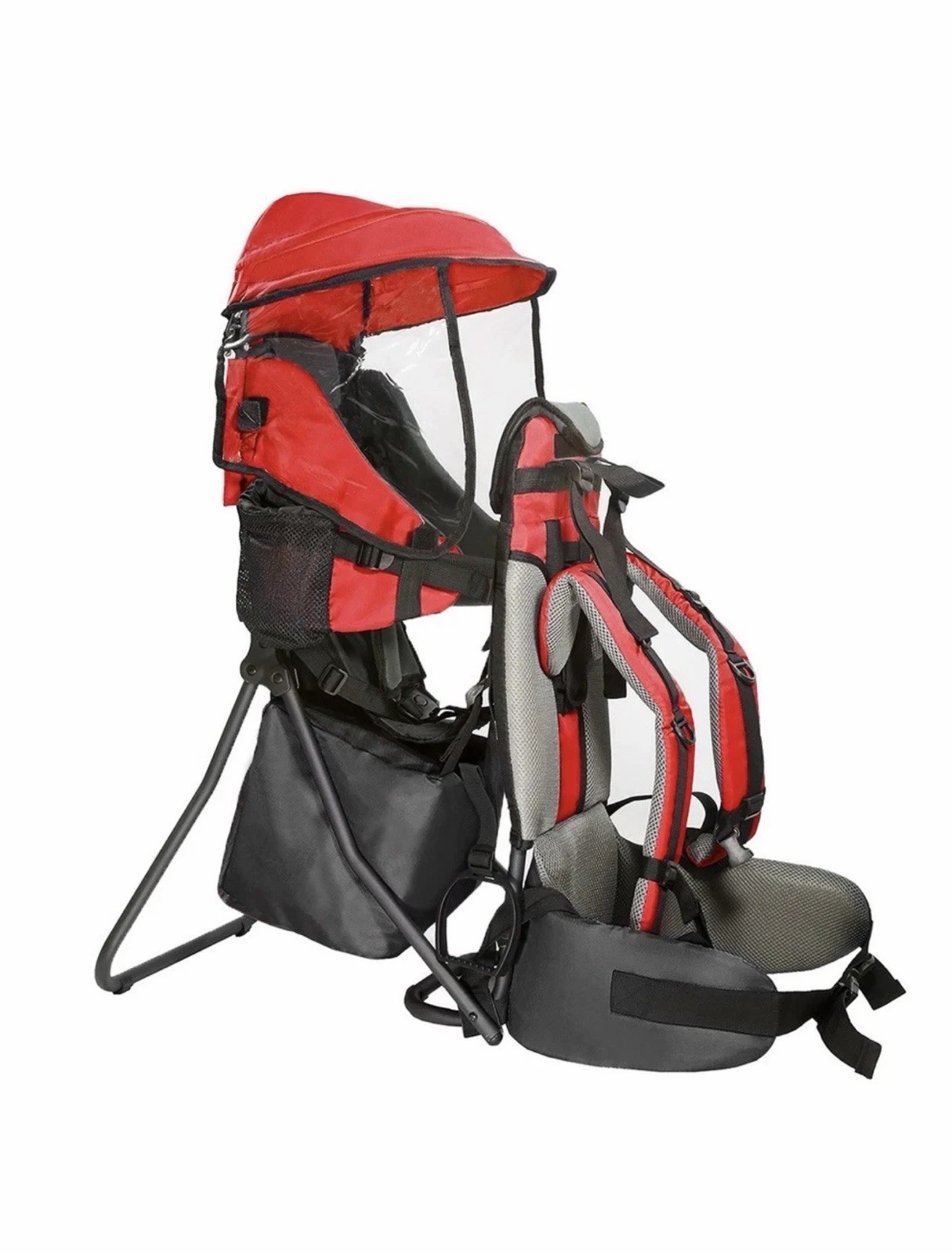 ClevrPlus Baby Toddler Backpack Camping Hiking Child Kid Carrier Shade Visor Red