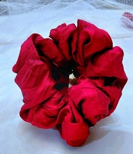 CE'S LUXURY HANDMADE SILK SCARLET SCRUNCHIE XL