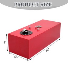 15 Gallon Top Feed Aluminum Fuel Cell/Gas Tank+Level Sender+Cap Black Coated Red