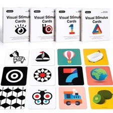 High Contrast Baby Flashcard, 80 Pcs 160 Page Black White Colorful Visual Sti...