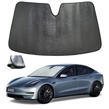 Windshield Sun Shade for Tesla Model Y 2020-2024 - 5-Layer Bubble Accordion F...