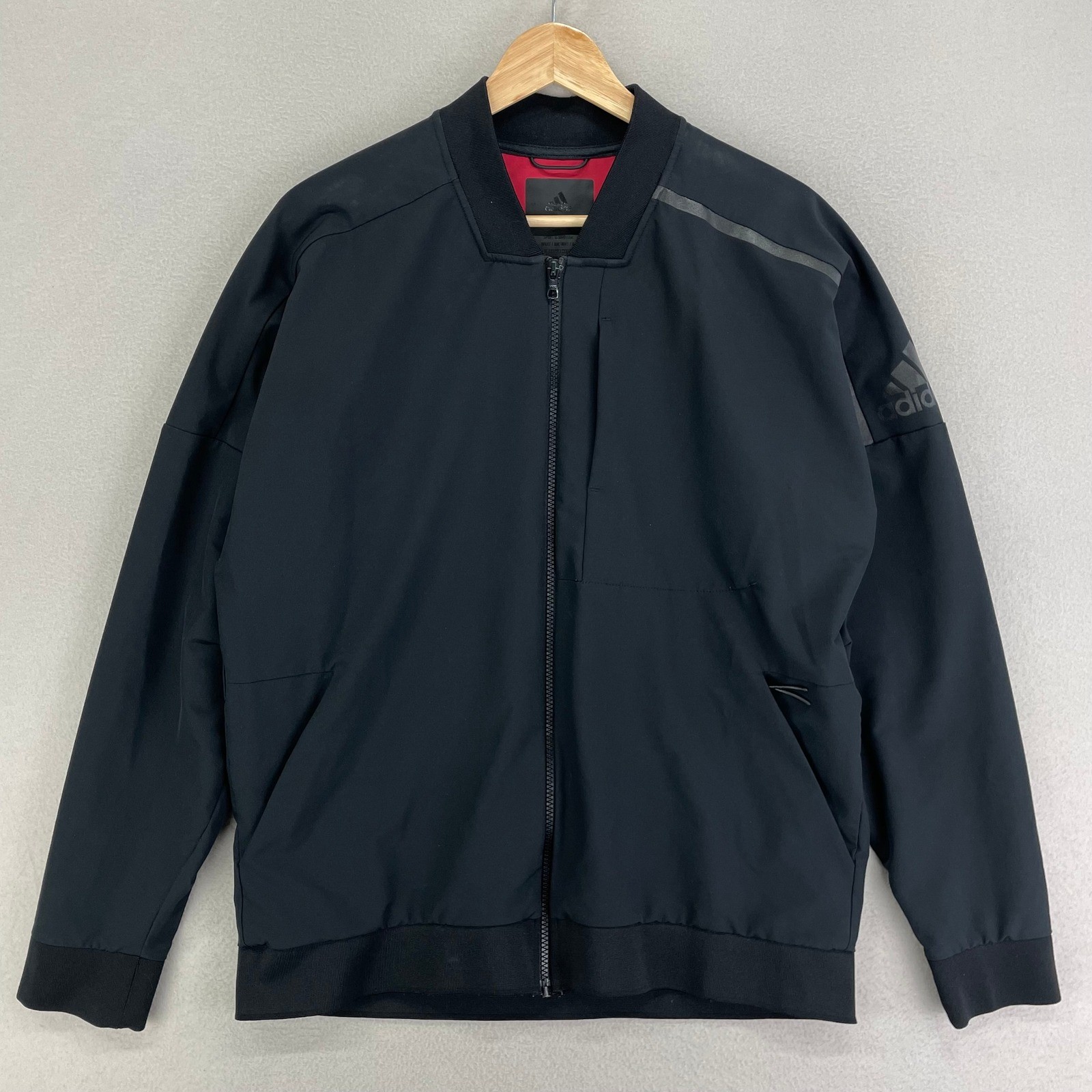 adidas ZNE Bomber Jacket Mens Medium Black Performance Tech Water Repellant