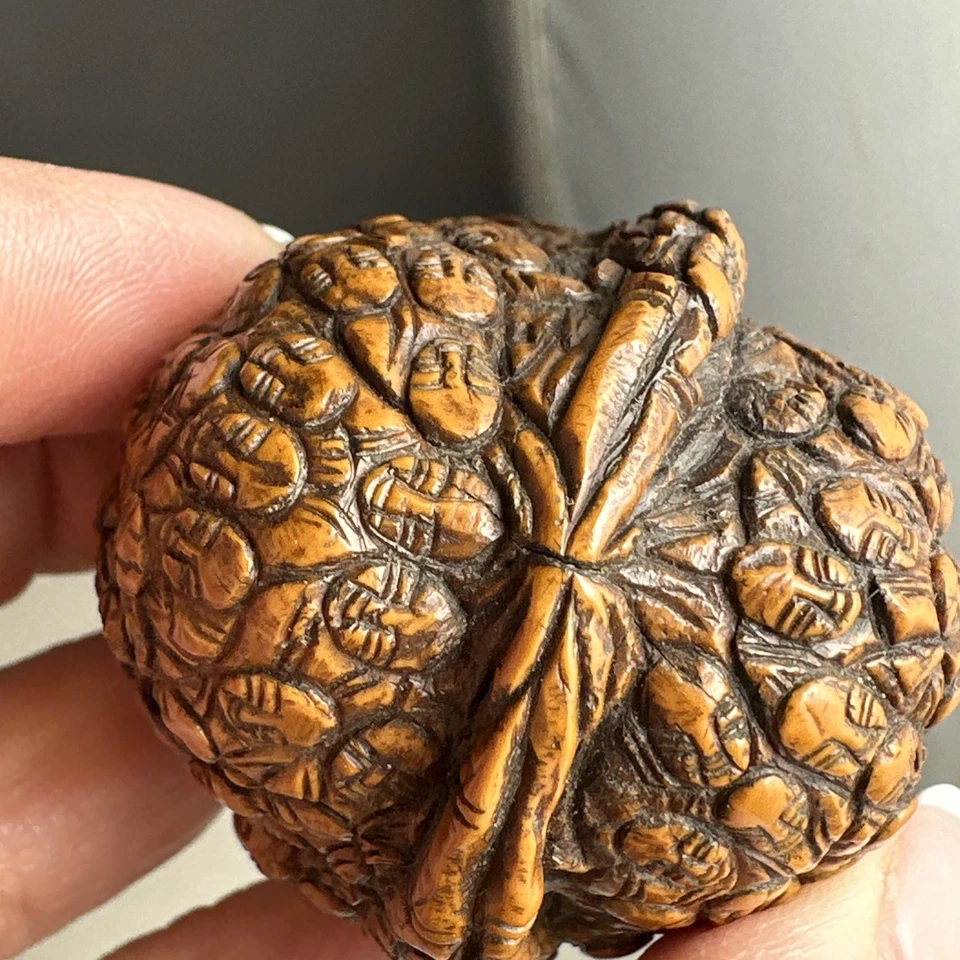 Антикварный китайский тонко вырезанный орех с тысячью граней 1000 граней - Изображение 4 из 4