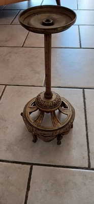 ancienne suspension lustre monture bronze pour obus tulipe globe pate de verre - Photo 1/4