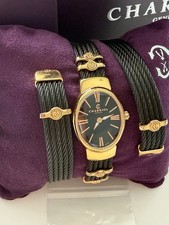 Charriol Watch Wrap Around Bracelet Yellow Goldtone Celtic Noir Cable 16-19cm