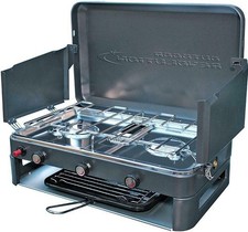 OUTDOOR REVOLUTION DOUBLE BURNER CAMPING HOB & GRILL PROPANE BUTANE GAS STOVE