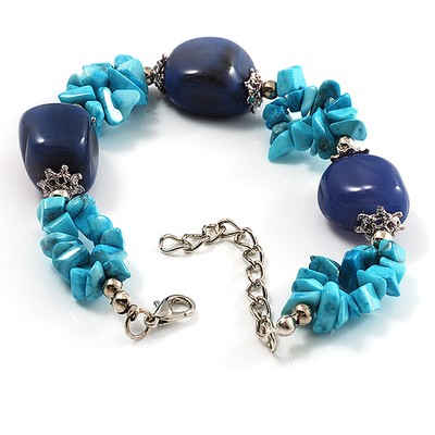 Atemberaubendes Türkis Stein & Harz Perlen Mode Armband
