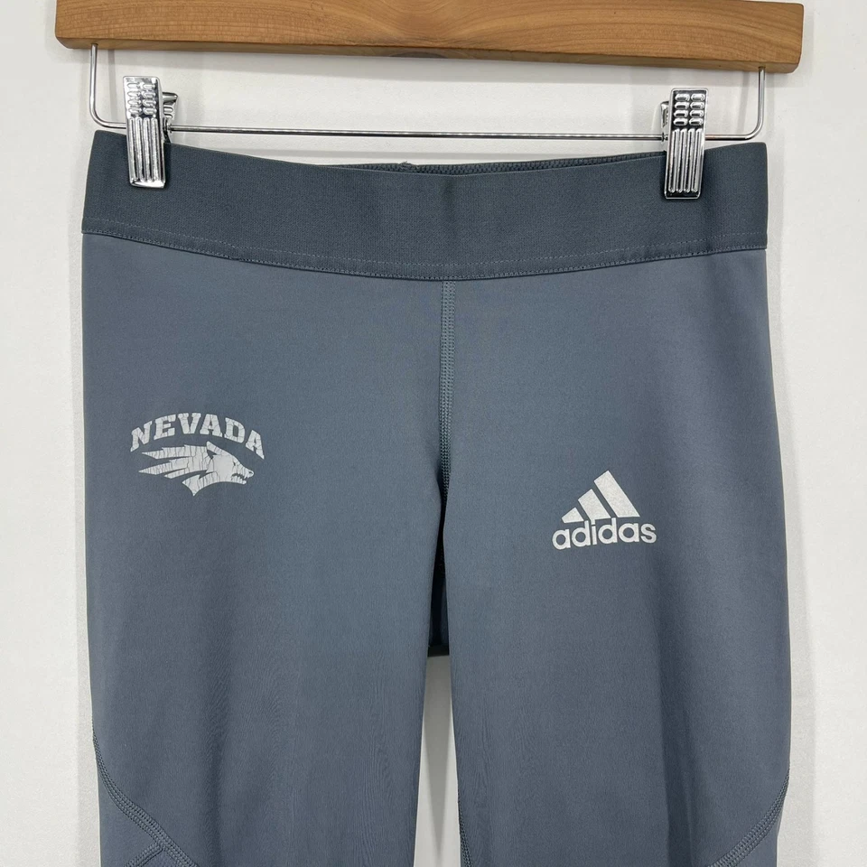 Adidas Nevada Wolf Pack Leggings Women's S Gray UNR NCAA Alphaskin Capri - Image 2 of 4