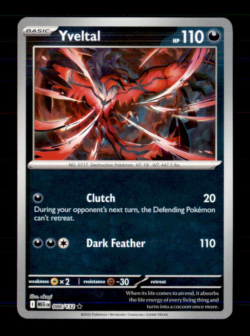 Yveltal 088/132 Rare Mega Evolution Pokemon Reverse Holo Near Mint