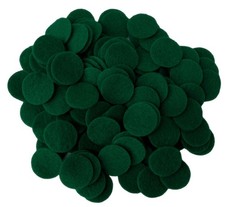 100 PCS 1 Inch Dark Green Craft Felt Circles Fabric Pads For Handcraft DIY