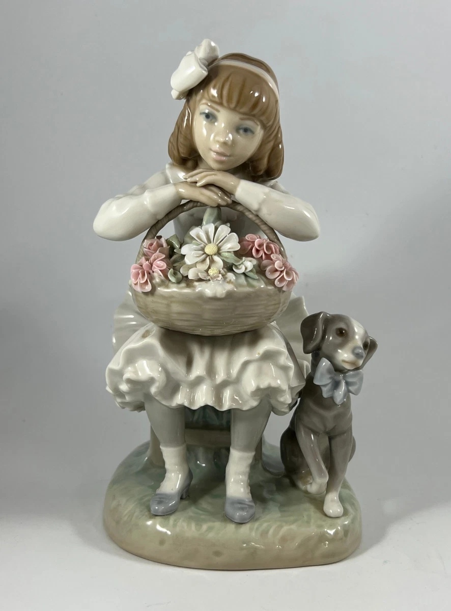 Lladro Girl With Flower Basket for sale | eBay