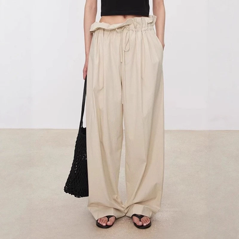 THE ROW Womens Nylon Cotton Adjustable Drawstring Flanged Waist Pants - Image 2 of 4