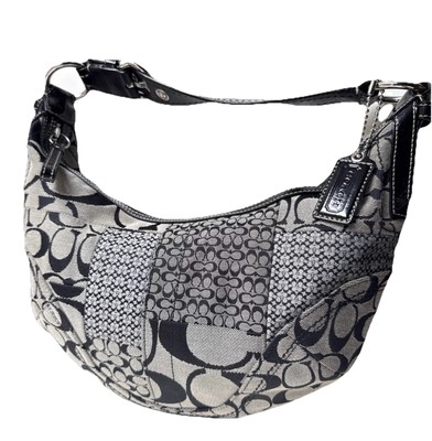 Coach Gray C Jacquard Patchwork Soho Hobo Shoulder Bag Purse Y2K 