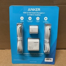 Anker 70W/30W Wall Charger Bundle Foldable Plugs 2 6ft USB C-C Cables