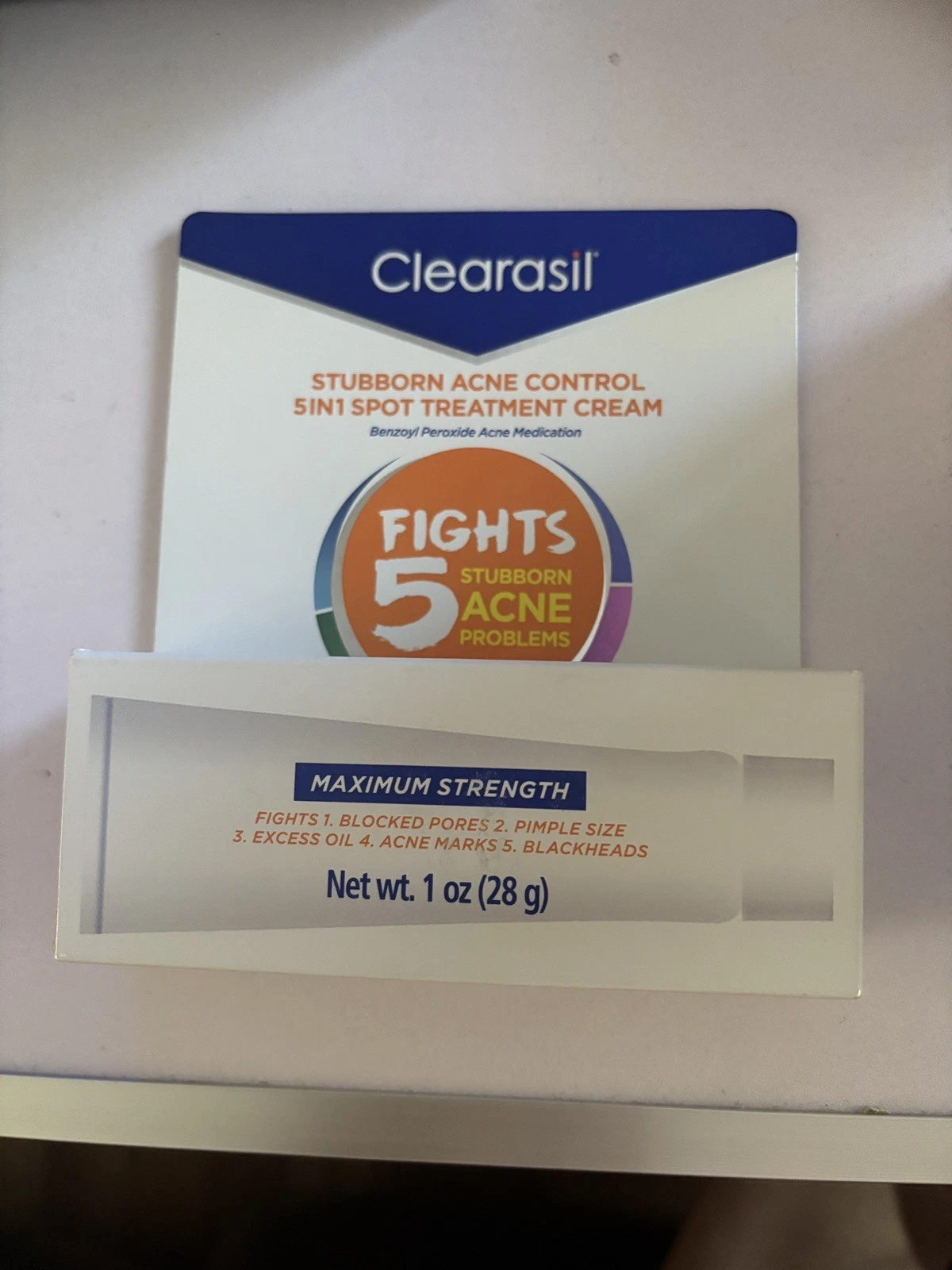 Clearasil Benzoyl Peroxide Stubborn Acne Spot Treatment Cream 1 oz EXP 2026/08