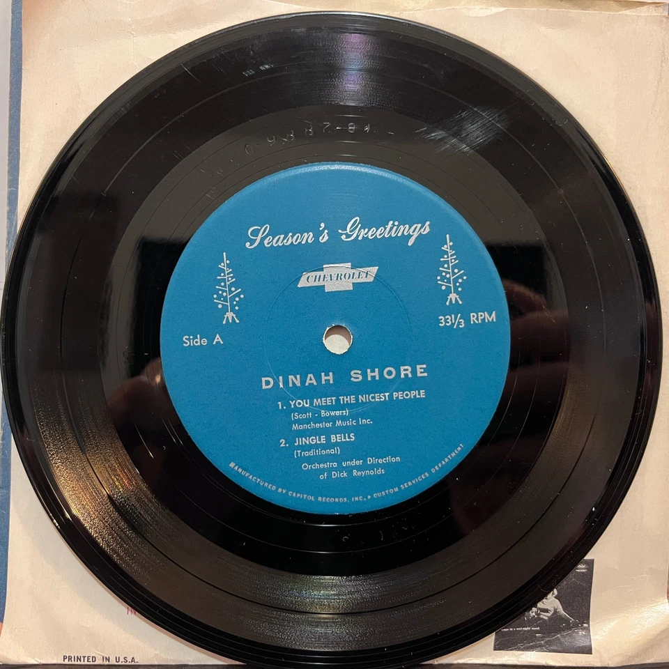 DINAH SHORE - Season's Best Christmas EP (Chevrolet)- 7" Vinyl Record 33RPM - VG - Image 3 of 3