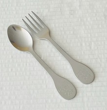 Tommee Tippee Stainless Youth Spoon Fork Set Cat Bear Tip Glossy