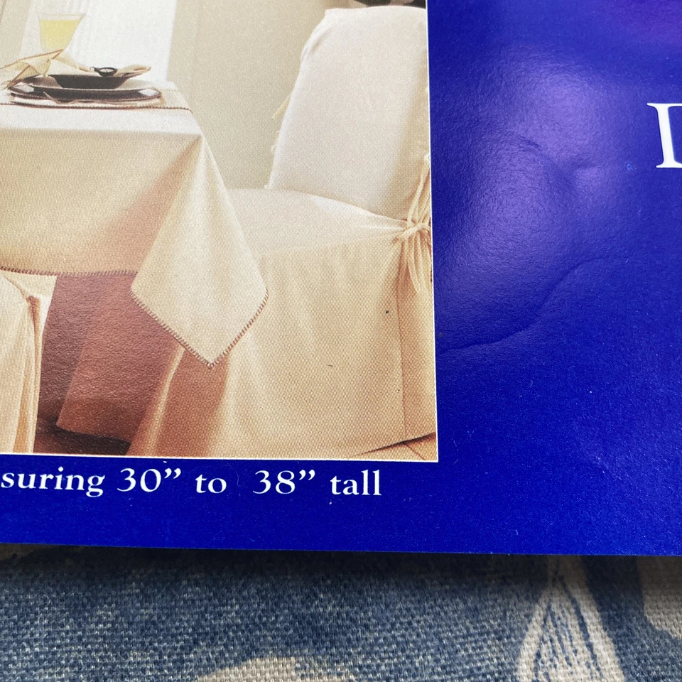 Cubierta de silla de comedor Sure Fit 1998 de colección sin brazo EE. UU. beige floral sobre algodón azul Foto 3 de 4