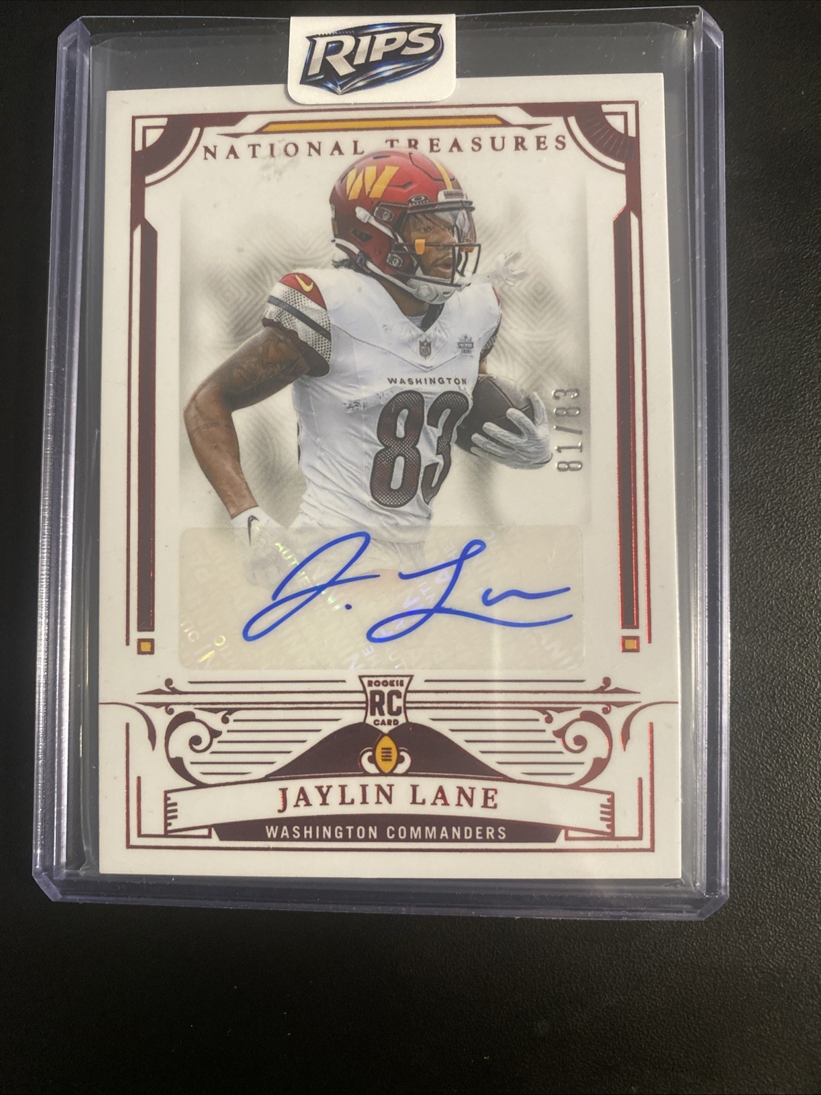 2025 NATIONAL TREASURES JAYLIN LANE ROOKIE AUTO RED  SP /83 