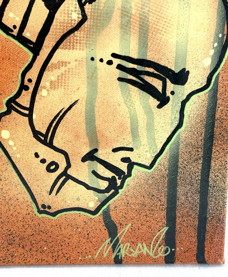 Figura Robot Pintura Acrílica Original Matt Marsango 11x14 Lienzo Firmado Foto 2 de 4